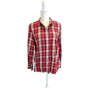 LRL Lauren Jeans Co Red Plaid Size XL Flannel Button Up Women's Shirt